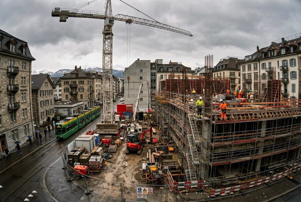 lanotizia svizzera cantiere urbano pioggia
